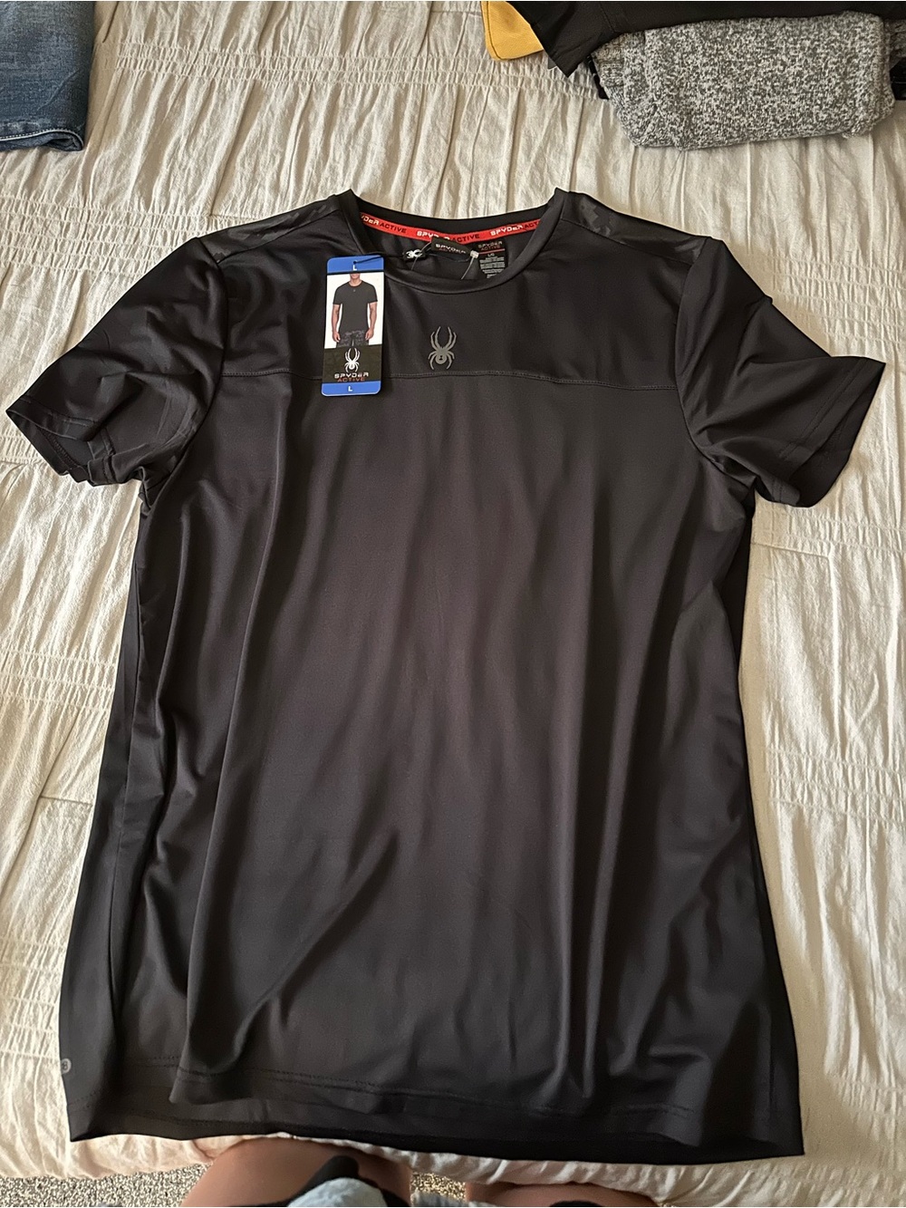 Spyder Black Performance Tee with Red Trim